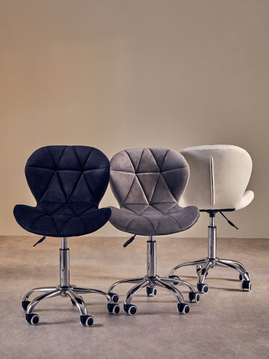 Franki Grey Velvet Quilted Home Office Chair