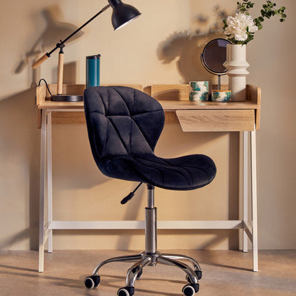 Franki Black Velvet Quilted Home Office Chair