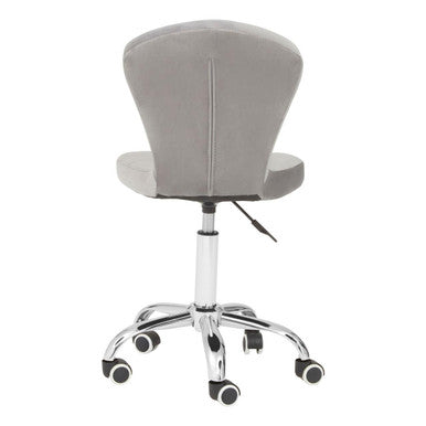 Fayth Grey Velvet Buttoned Home Office Chair