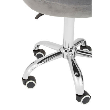 Fayth Grey Velvet Buttoned Home Office Chair