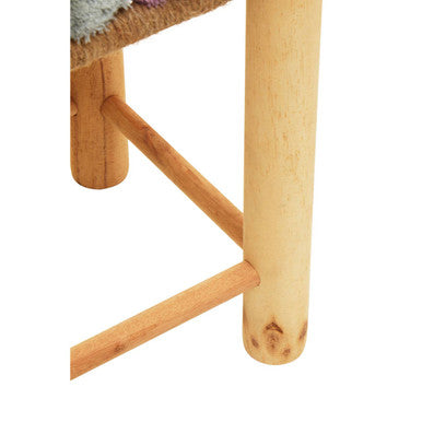 West Village Grey Beige And Pink Pom Pom Stool