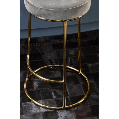 Manhattan Grey Velvet Bar Stool
