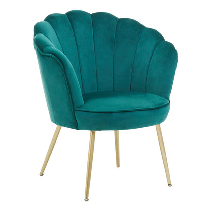 Ovala Emerald Green Velvet Scalloped Chair - Image 3