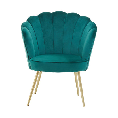 Ovala Emerald Green Velvet Scalloped Chair - Image 1
