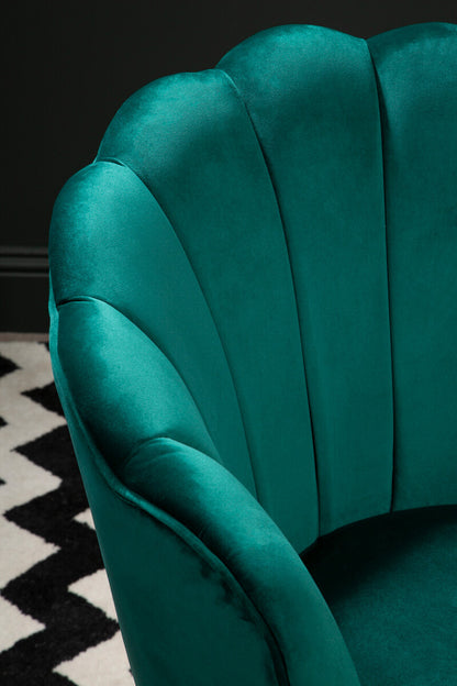 Ovala Emerald Green Velvet Scalloped Chair - Image 6