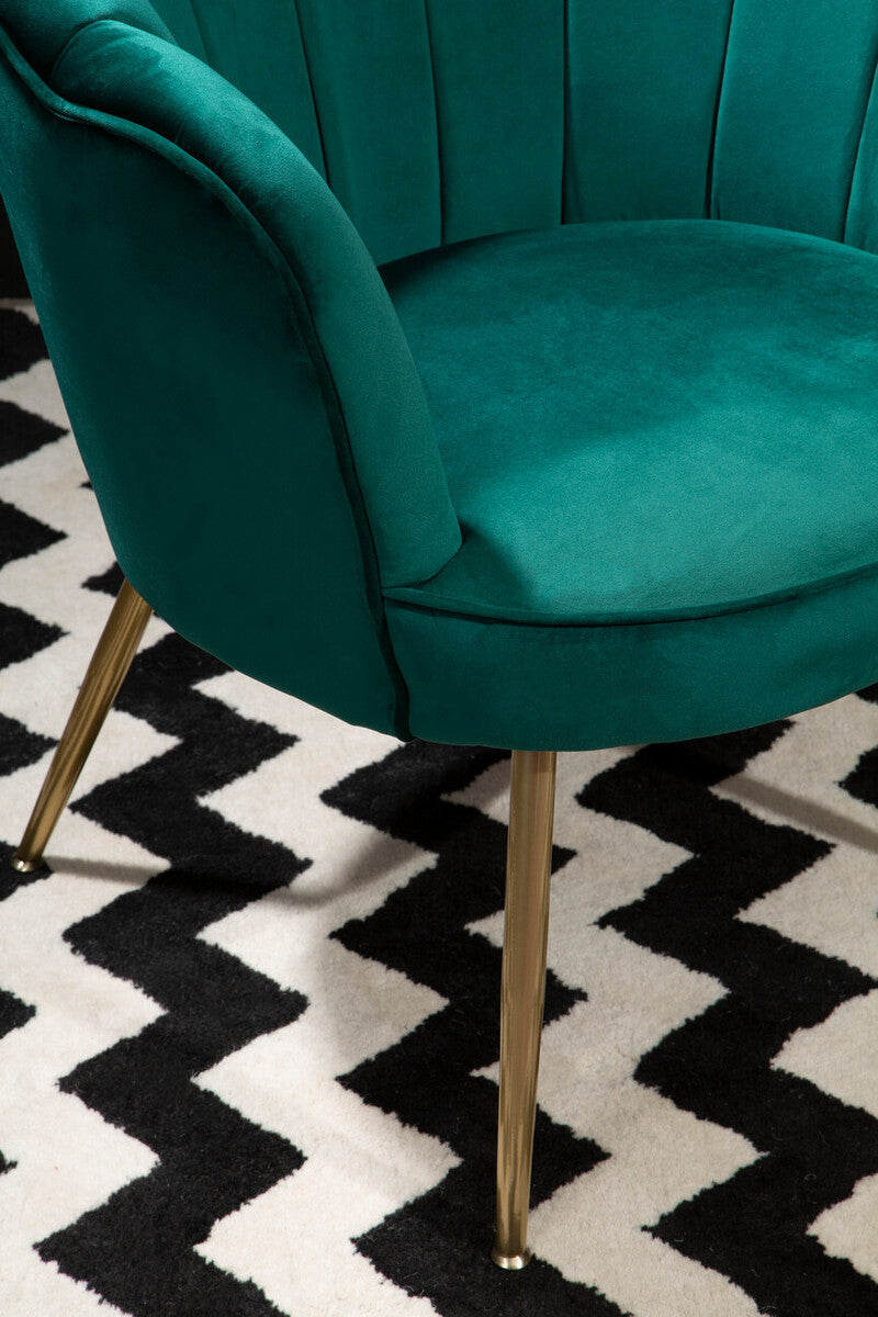 Ovala Emerald Green Velvet Scalloped Chair - Image 7