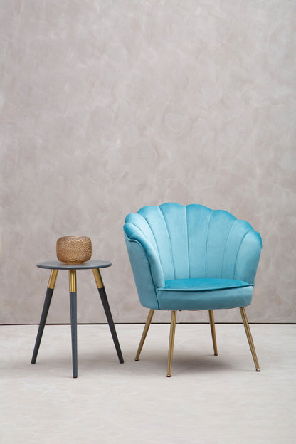 Ovala Aqua Velvet Scalloped Chair