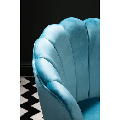 Ovala Aqua Velvet Scalloped Chair