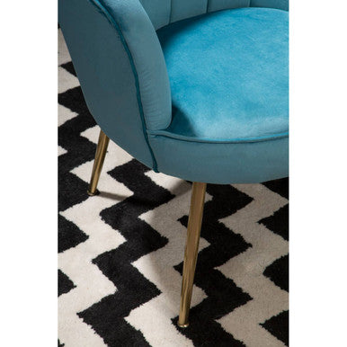 Ovala Aqua Blue Velvet Scalloped Chair