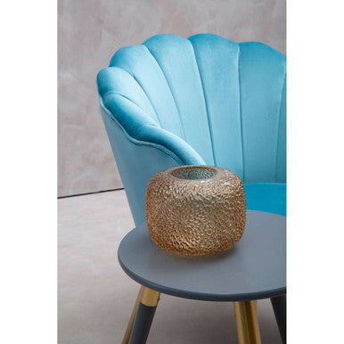 Ovala Aqua Blue Velvet Scalloped Chair