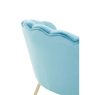 Ovala Aqua Blue Velvet Scalloped Chair