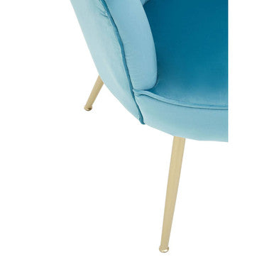 Ovala Aqua Velvet Scalloped Chair
