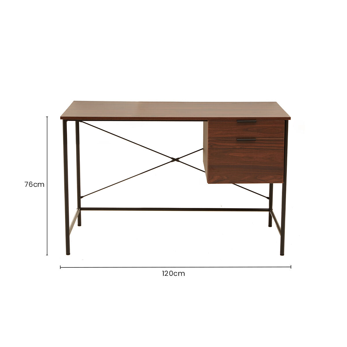 Dark Brown Walnut Veneer Effect Desk with Drawers | Bradbury