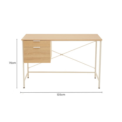 Natural Oak Veneer Desk with Drawers | Bradbury