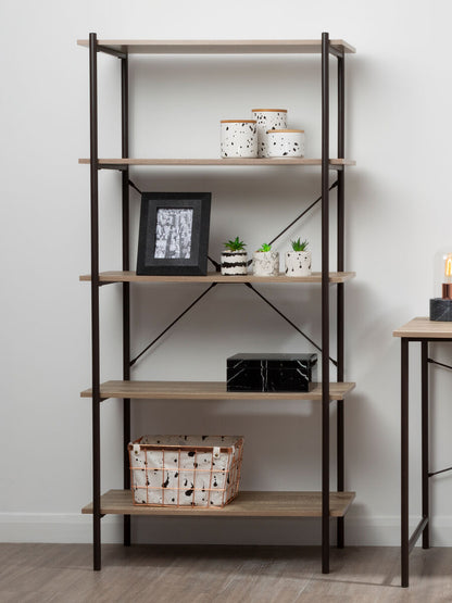 Bradbury Five Tier Grey Oak Shelf Unit