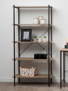 Bradbury Five Tier Grey Oak Shelf Unit