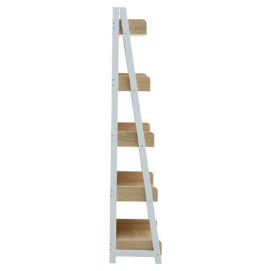 Bradbury Five Tier Natural Oak Ladder Shelf Unit