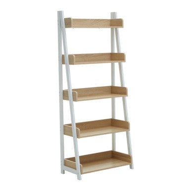 Bradbury Five Tier Natural Oak Ladder Shelf Unit