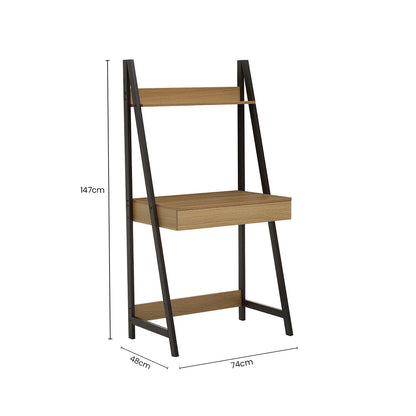 Bradbury Natural Oak Effect Desk with Metal Frame