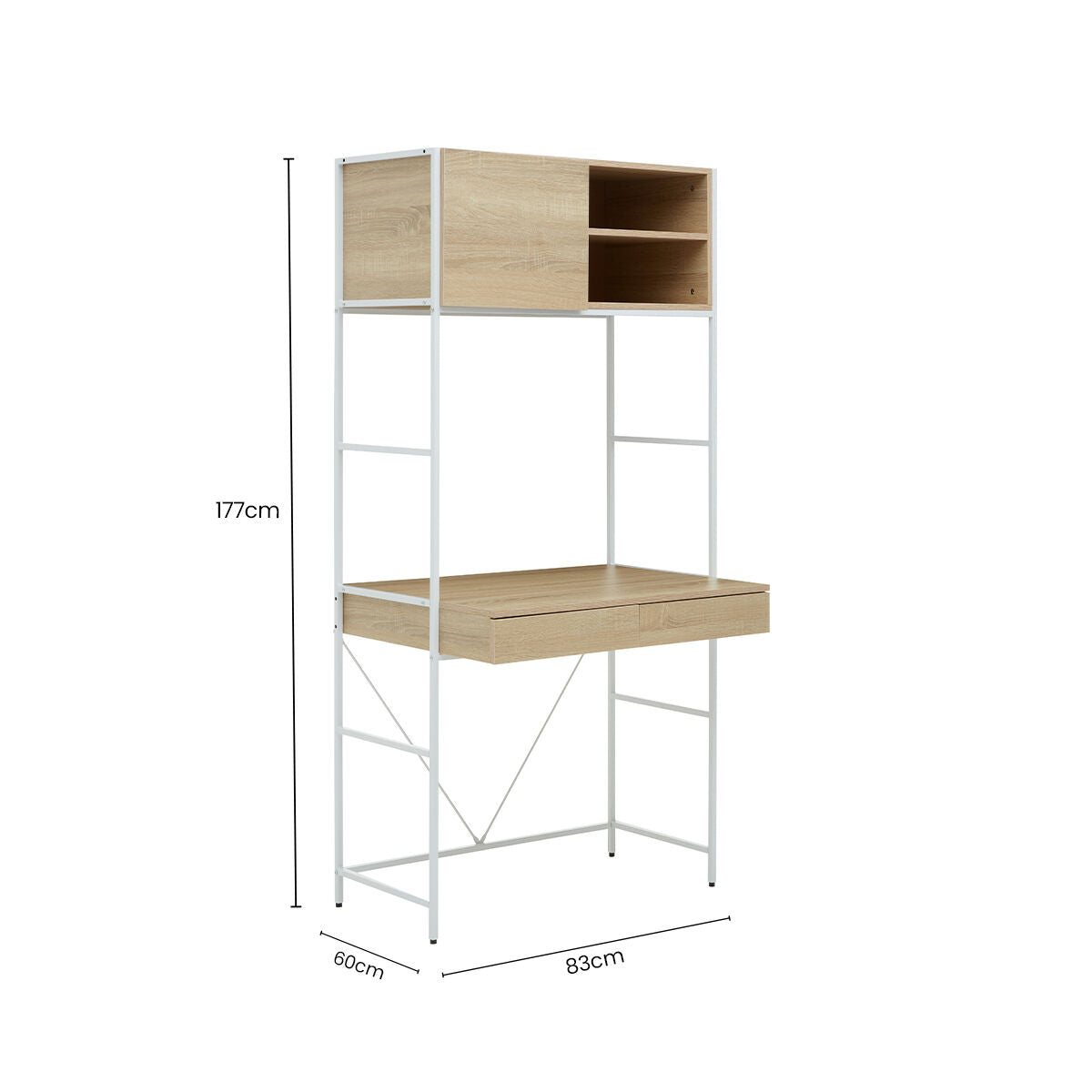 Natural Oak Veneer Effect 2 Drawer Desk | Bradbury