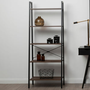 Bradbury Dark Oak Veneer 5 Tier Ladder Shelf Unit