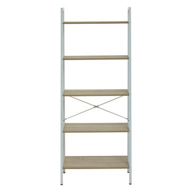 Bradbury Five Tier Natural Oak Veneer Ladder Shelf Unit