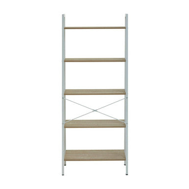 Bradbury Five Tier Natural Oak Veneer Ladder Shelf Unit