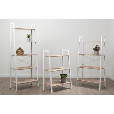 Bradbury Four Tier Natural Oak Veneer Ladder Shelf Unit