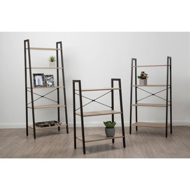 Bradbury Three Tier Grey Oak Veneer Ladder Shelf Unit