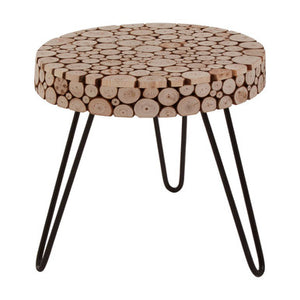 Lacuna Fir Wood Round Side Table