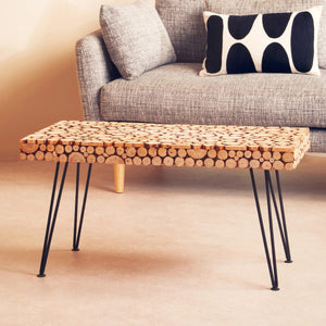 Lacuna Fir Wood Mosaic Disc Coffee Table