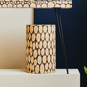 Lacuna Fir Wood Mosaic Disc Side Table and Stool