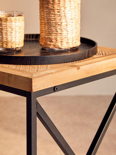 Kickford Coffee Table With Black Iron Frame