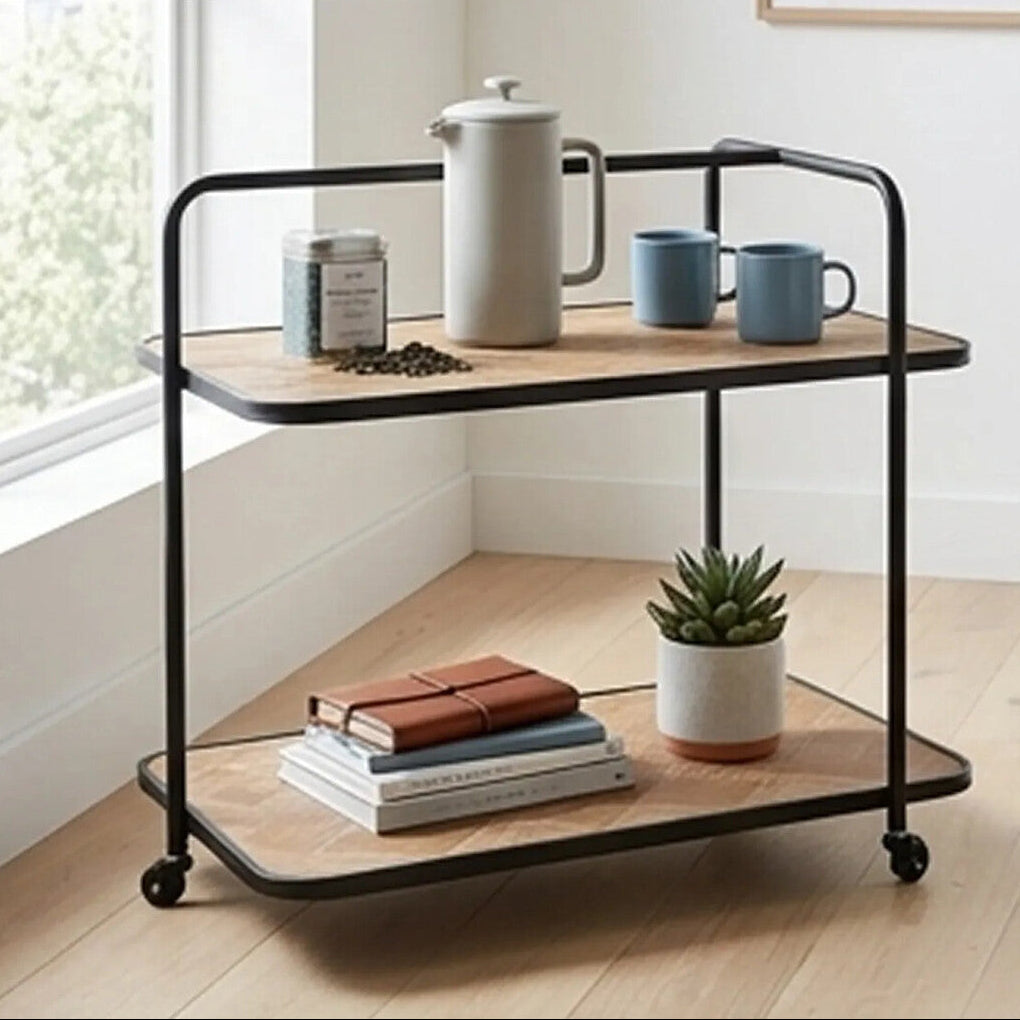 Kickford Parquet Fir Wood Trolley