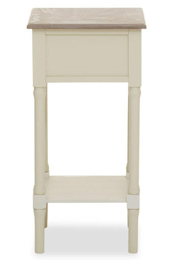 Natural Wood Frame and White 1 Drawer Pine Wood Side Table with Lower Storage Shelf, Heritage