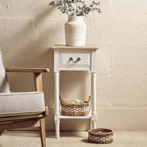 Heritage 1 Drawer White Side Table