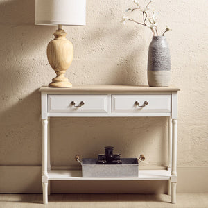 Heritage 2 Drawers White Rectangular Console Table