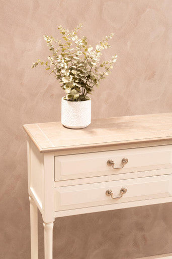 Natural Wood Frame and White 4 Drawer Pine Wood Side Table with Lower Storage Shelf, Heritage