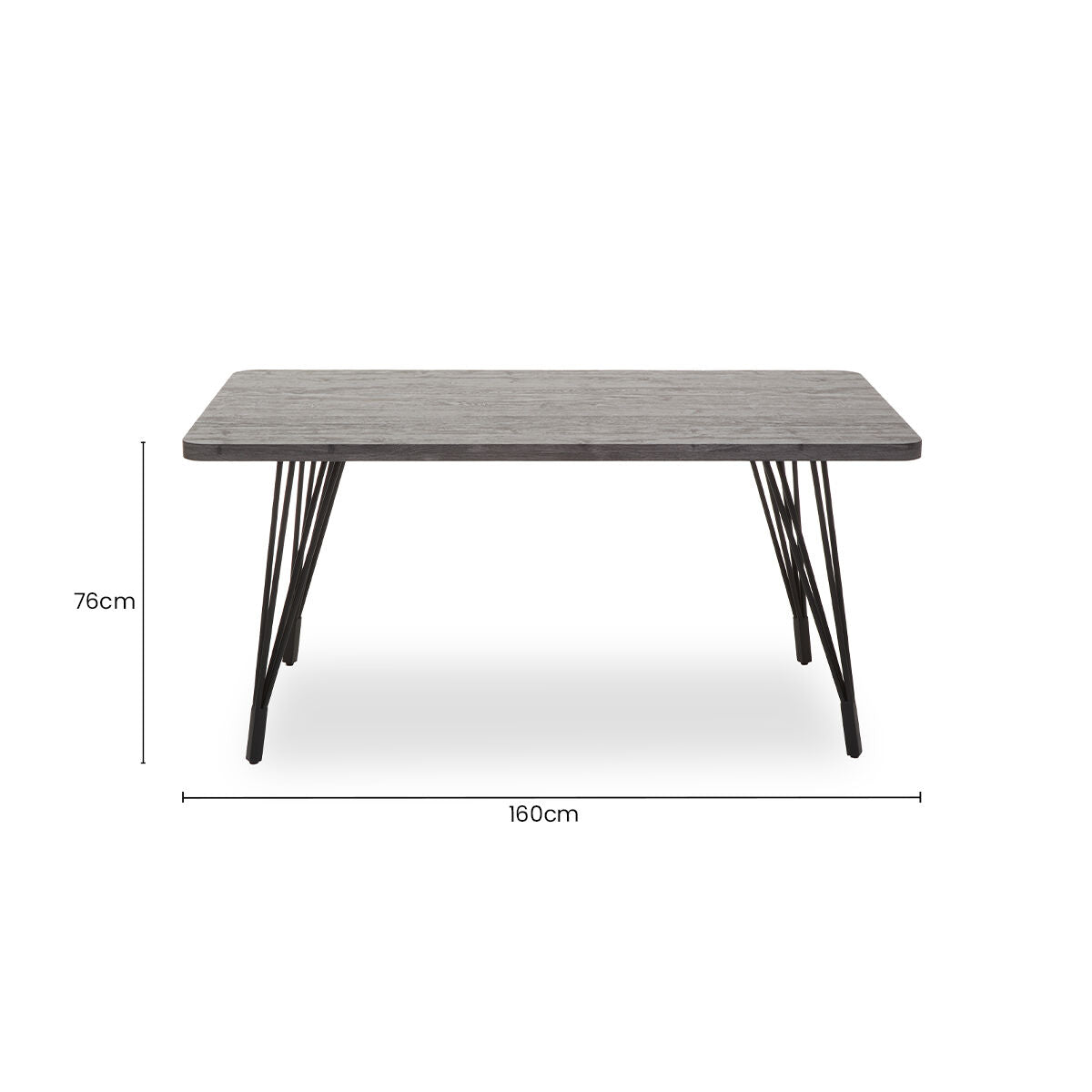 Dark Grey Veneer Wooden Dining Table with Black Slender Legs | Anube