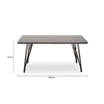 Dark Grey Veneer Wooden Dining Table with Black Slender Legs | Anube