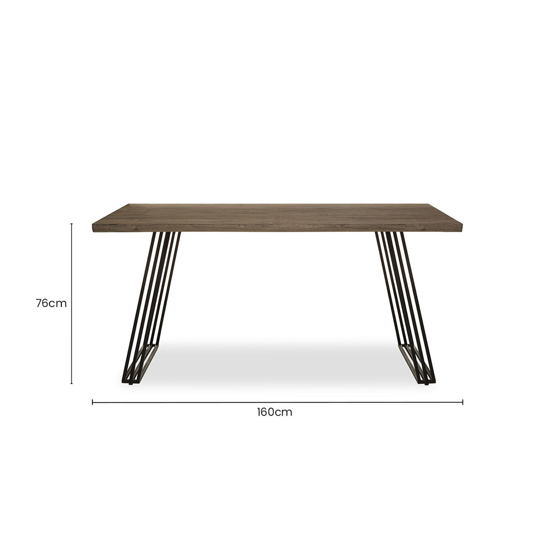 Brown Veneer Rectangular Dining Table with Metal Frame, Adele