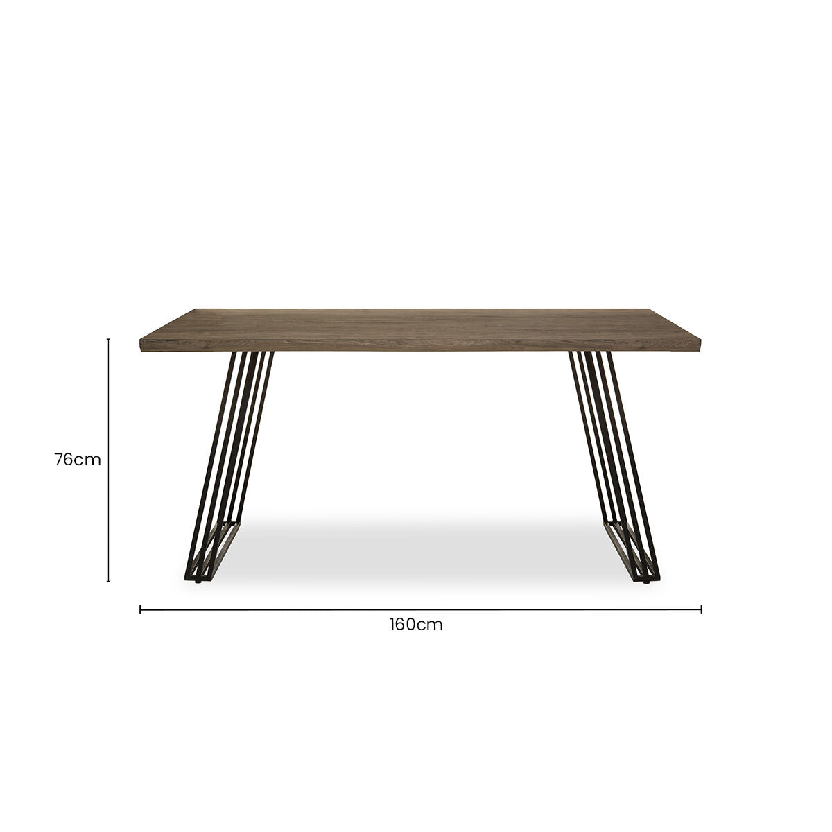 Brown Veneer Rectangular Dining Table with Metal Frame | Adele