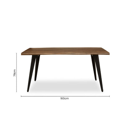 Brown Dark Wood Veneer Top Dining Table with Black Slender Legs | Assia
