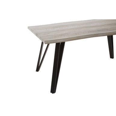Grey Wooden Top Rectangle Dining Table with Metal Legs, Andry