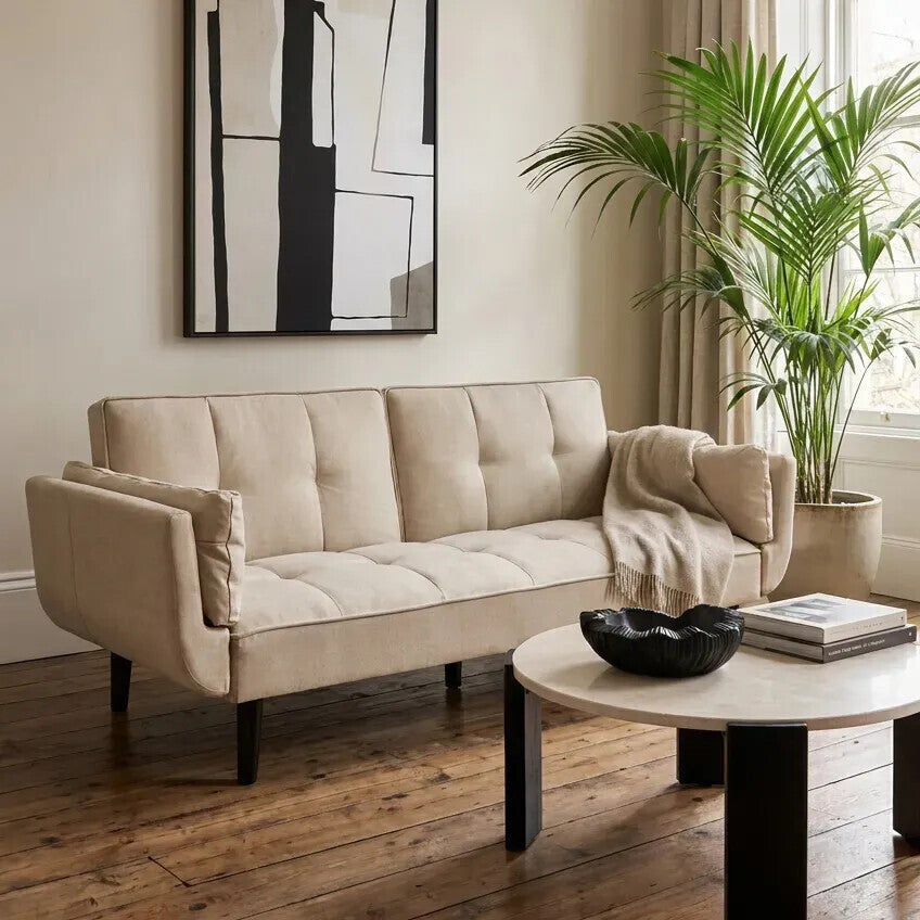 3 Seat Beige Sofa Bed, Valerie