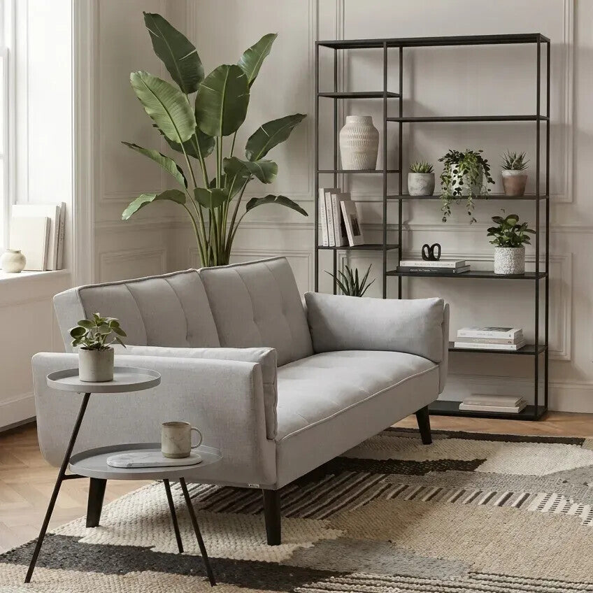 3 Seat Grey Linen Sofa Bed, Valerie