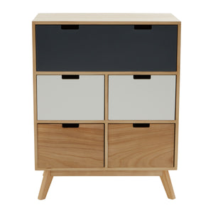 Watson Multi Coloured Wooden 5 Drawer Chest