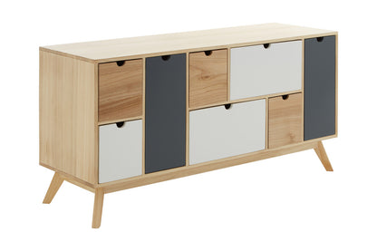 Watson Tri Colour Chest of 6 Drawers and 2 Doors Cabinet