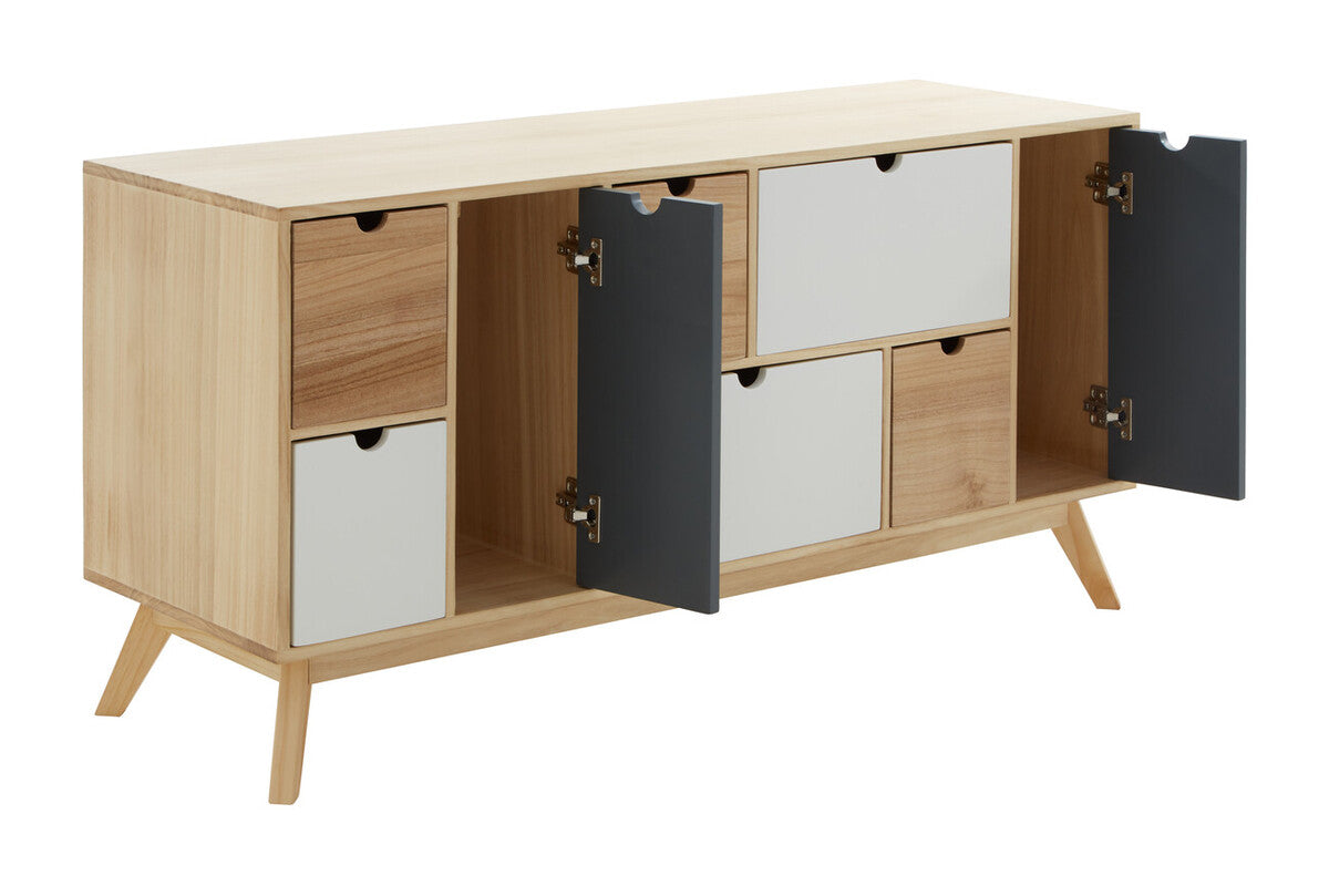 Watson Tri Colour Chest of 6 Drawers and 2 Doors Cabinet