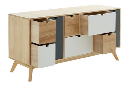 Watson Tri Colour Chest of 6 Drawers and 2 Doors Cabinet